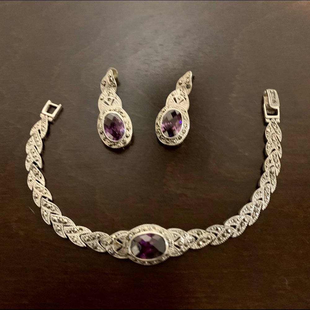Amethyst bracelet and earring set